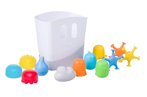 Miniatura 8 de Ubbi Set de regalo esencial para el tiempo del baño del bebé, recipiente de juguete de baño con drenaje de pie, apto para lavavajillas, blanco Set