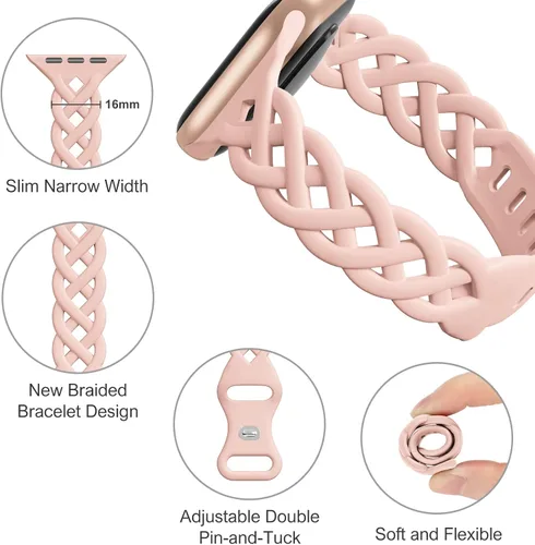 Miniatura 2 de Correas de silicona delgadas compatibles con Apple Watch Band de 1.575 in, 1.496 in, 1.614 in, 1.732 in, 1.772 in, 1.811 in, 1.929 in y 1.654 in