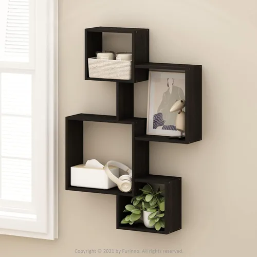 Miniatura 2 de Furinno Rossi - Estantería flotante de pared entrelazada, 4 unidades, color espresso