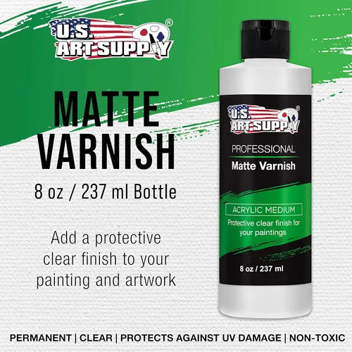 Miniatura 2 de U.S. Art Supply Barniz acrílico mate de 8 onzas para pintura acrílica, protección transparente permanente, reduce los rayos UV y el deslumbramiento