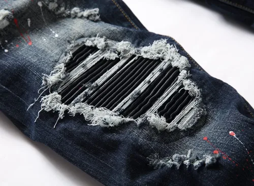 Miniatura 5 de AITITIA Jeans elásticos rasgados de ajuste regular para hombre