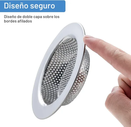 Miniatura 3 de Honmein 2 Piezas Colador de Fregadero para la Mayoría de Cestas de Drenaje de Fregadero de Cocina, Diseño Seguro de Doble Capa Mejorado Colador