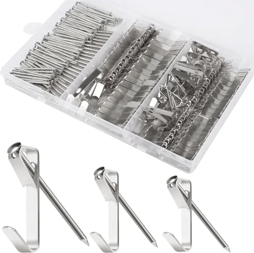 Kit de 184 piezas para colgar cuadros, colgadores de cuadros de 20 libras, 30 libras y 50 libras, ganchos metálicos para colgar cuadros con clavos,