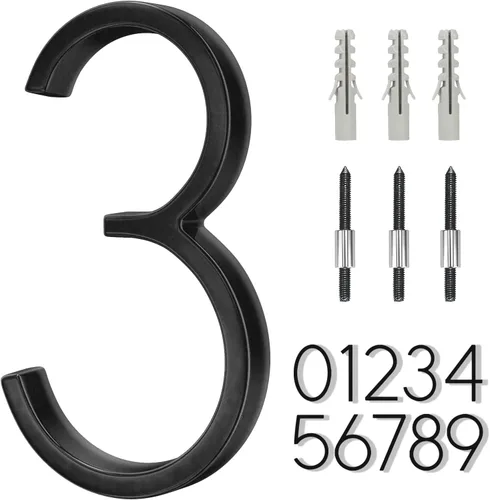Miniatura 19 de Número flotante de casa de acero inoxidable de 5 pulgadas, números de casa modernos de metal, número de decoración de buzón con kit de clavos, negro