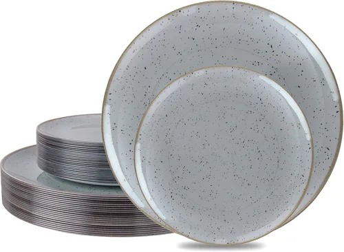 Miniatura 17 de Liacere 100 platos de plástico negro, platos desechables resistentes, platos negros y dorados, incluye platos para cena/postre para bodas, fiestas