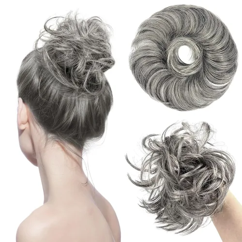 Miniatura 24 de HAIR COUTURE Avanti Moño desordenado - Pieza de extensión sintética instantánea, con pelo rizado ondulado postizo para mujeres