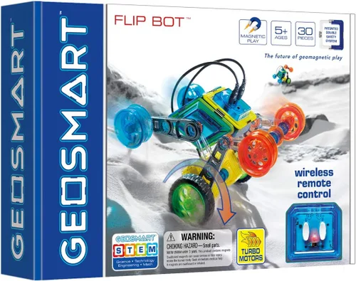 Miniatura 3 de GeoSmart Flip Bot - Construye vehículos geomagnéticos controlados a distancia con este juego de construcción magnético centrado en STEM con motores