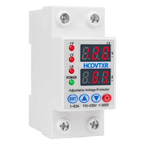 Miniatura 10 de Interruptor de Circuito Inteligente 110V, Corte de Baja Tensión de 1~63 Amp, Interruptor de Corriente AC Ajustable para Sistemas Solares (Negro)