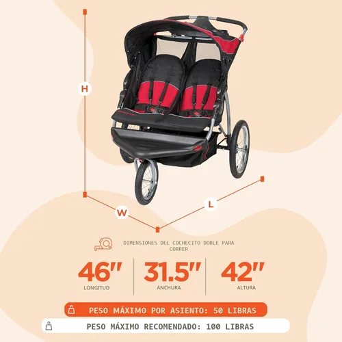 Miniatura 3 de Baby Trend Expedition® Cochecito Doble para Correr, Cantennial Centennial