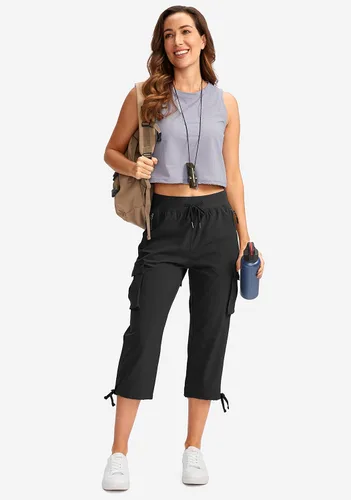 Miniatura 5 de Soothfeel Pantalones capri tipo cargo para mujer con 6 bolsillos, ligeros, de secado rápido, para viajes, senderismo, verano, para mujer
