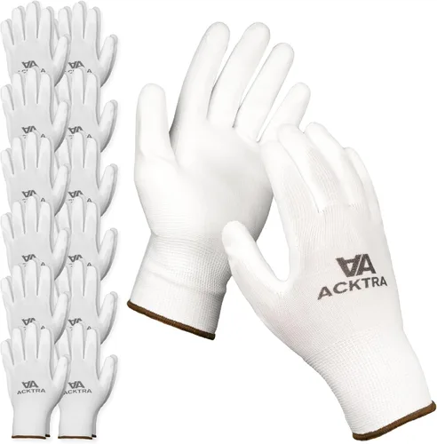 Miniatura 12 de ACKTRA - Guantes de trabajo de seguridad ultrafinos recubiertos de poliuretano, 12 pares, WG002, color negro/negro, talla L