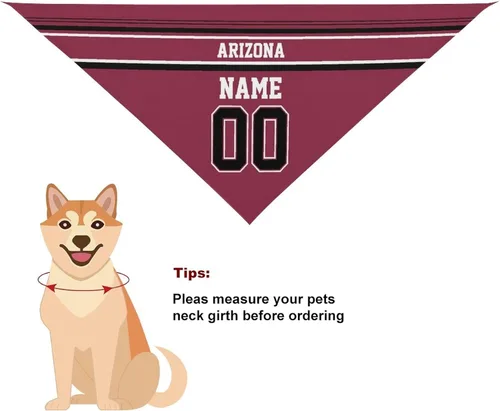 Miniatura 5 de Arizona - Bandana de fútbol para perro, diseño personalizado, número de nombre, regalos para gatos