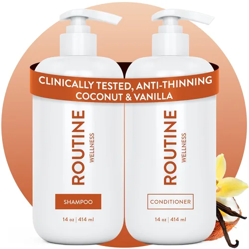 Miniatura 9 de Routine Wellness Set de champú y acondicionador antiadelgazamiento para cabello adelgazante - Biotin DHT Blocker Mujeres y Hombres - Champú seguro