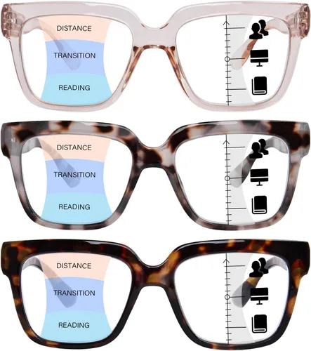 Miniatura 11 de Gafas de lectura progresivas multienfoque para mujer, de gran tamaño, bloqueo de luz azul, estilo Oprah, lectores de computadora