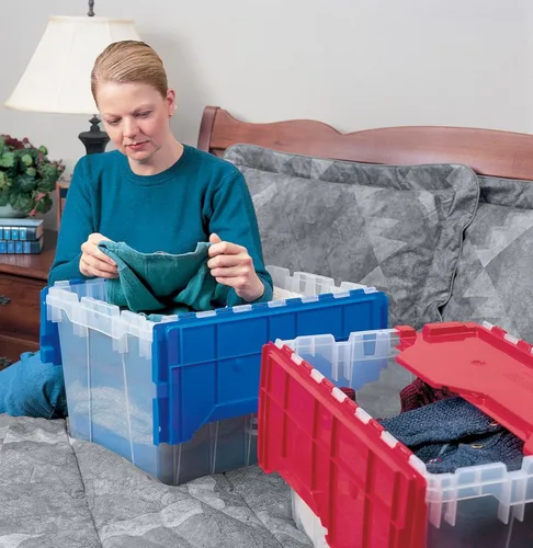 Miniatura 2 de Akro-Mils KeepBox 12 Gallon Storage Container, Nesting and Stackable Plastic Storage Box with Lid Attached, Clear Tote for Garages, Closets, and