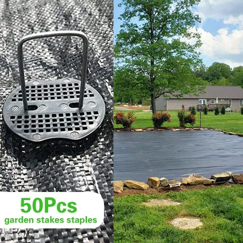 Miniatura 6 de 50 Estacas Grapas de Jardín + 50 Juntas, Bakulyor Grapas de Paisajismo de Jardín de 6 Pulgadas Calibre 11 en Forma de U Galvanizadas, Pasadores