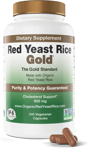 Red Yeast Rice Gold, 600 mg de arroz orgánico de levadura roja - IP6 International - 240 cápsulas vegetales