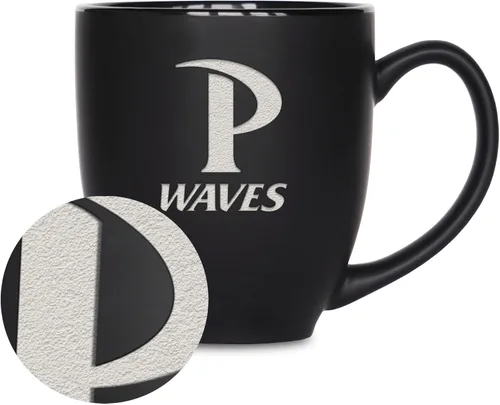 Miniatura 31 de Rico Industries - Taza de cerámica mate negra con grabado láser estándar de 15oz para NCAA (escuelas T & U) - Para bebidas calientes o frías