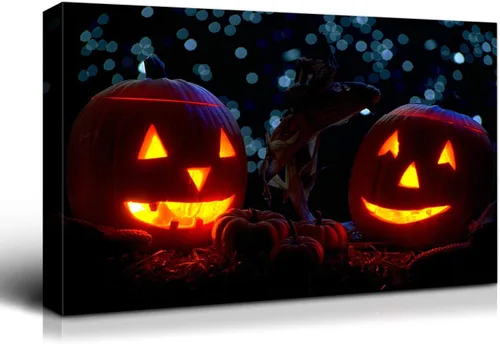Miniatura 83 de Denozer - Pintura artística de pared de Halloween, impresión artística sobre lienzo para dormitorio, sala de estar, decoración de pared del hogar