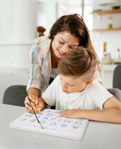 Miniatura 6 de GAMENOTE Tablero magnético de letras de doble cara – 2 en 1 con imanes del alfabeto, tablero de trazado para niños pequeños, letras ABC, mayúsculas