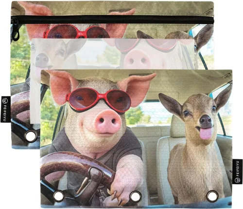 Miniatura 24 de Gredecor Estuche para lápices con 3 anillos con purpurina azul y rosa con cremallera, 2 unidades, organizador transparente para carpeta escolar