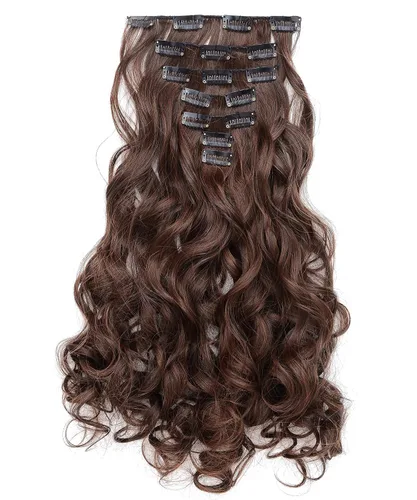Miniatura 13 de OneDor® Extensiones de cabello sintético rizado de 20 pulgadas, 7 unidades, 4.53 oz (#99J rojo vino)