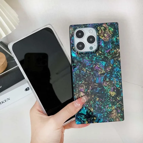 Miniatura 5 de Elegante concha de madre perla compatible con iPhone 13 Pro de 6.1 pulgadas, estuche de borde rectangular, elegante y delgado, con perla de abulón
