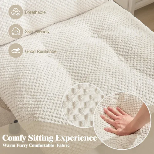 Miniatura 4 de Silla cruzada con ruedas más anchas y gruesas, silla de oficina con patas cruzadas, cómoda, ajustable, giratoria, color blanco