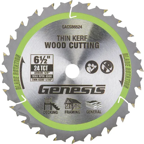 Miniatura 16 de Genesis GPCS535CK Kit de sierra circular compacta de inmersión con empuñadura de control de 5.8 amperios y 3 1/2 pulgadas con láser, base