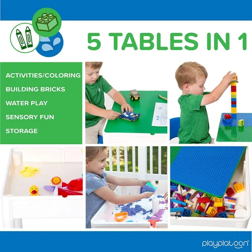 Miniatura 3 de Play Platoon Mesa y Silla de Actividades 5 en 1 para Niños - Mesa de Bloques de Construcción, STEM, Manualidades y Sensoriales para Niños Pequeños