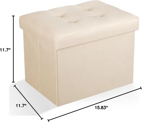 Miniatura 3 de Otomán de Almacenamiento Otomán Reposapiés Taburete Banco Plegable con Almacenamiento Dormitorio de Estudiantes, Dormitorio y Entrada 16 X 12 X 12