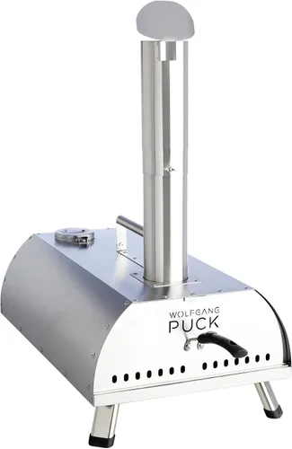 Wolfgang Puck Horno de pizza al aire libre, acero inoxidable duradero, horno de pizza portátil, almacenamiento compacto, horno de pizza de pellets