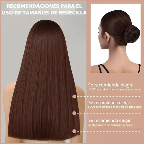 Miniatura 4 de Teenitor Juego de accesorios para el cabello, incluye 40 redes invisibles para recital de ballet y 80 pines para hacer moños, marrón, 3 tamaños
