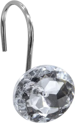 Miniatura 12 de Gibelle Ganchos para cortina de ducha, anillos de cortina de ducha en forma de diamante, ganchos para cortinero de baño, diamantes de imitación