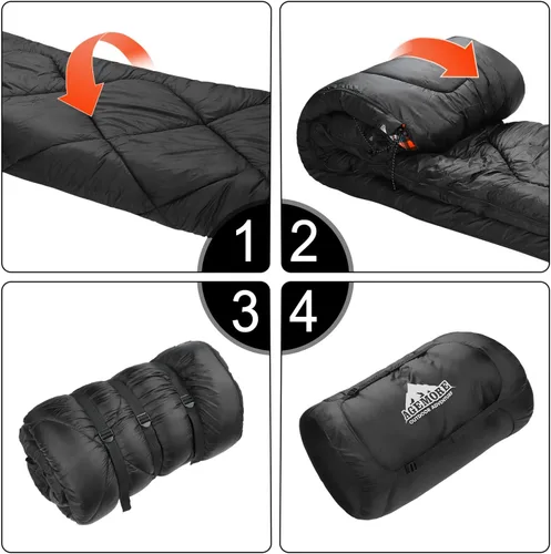 Miniatura 9 de Saco de dormir doble de 0 grados para adultos, forro de franela de algodón para 2 personas, tamaño Queen, cálido saco de dormir para familia