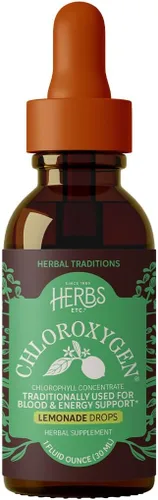 Herbs Etc. ChlorOxygen - Gotas de limonada – 50 mg de clorofila – Apoyo de energía y vitalidad – 1 onza líquida (66 porciones)
