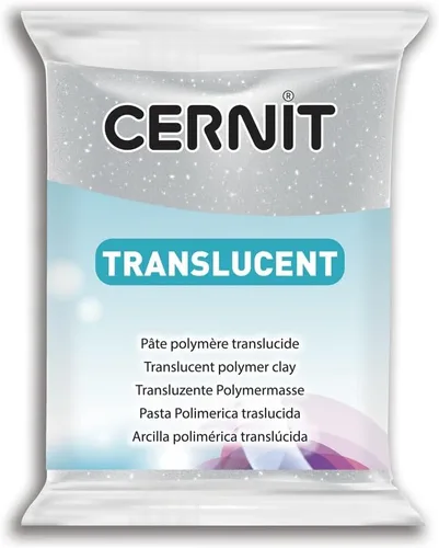 Cernit - Arcilla polimérica transparente 56g, color blanco translúcido, 7 x 5.5 x 1.5 cm