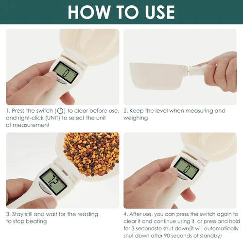 Miniatura 5 de Cuchara medidora digital, cuchara medidora electrónica 4 en 1 con pantalla LED y mango extraíble, báscula de alimentos para hornear, báscula
