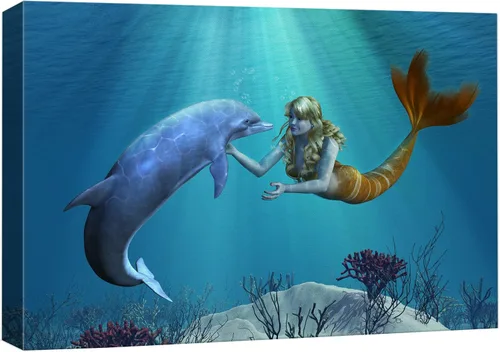 Miniatura 32 de Estilo de Dibujo a Mano Niño Místico en el Barco en el Océano con Ballenas Azules, Galería 16x24 pulgadas Ballena - 02