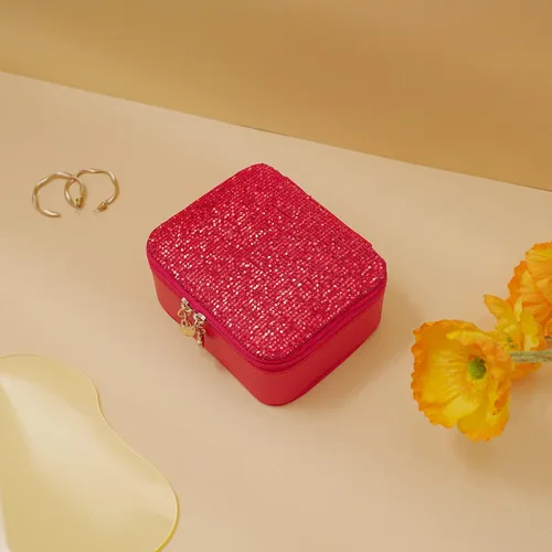 Miniatura 2 de AILONMEI Pequeña caja organizadora de joyas para mujeres, minicajas de joyería de cuero portátiles, almacenamiento de aretes, anillos de viaje