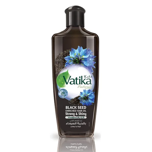 Vatika Naturals Dabur - Aceite para el cabello enriquecido con semillas negras – Suero fortalecedor y potenciador del brillo con extracto de