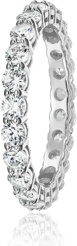 Miniatura 70 de Amazon Essentials Anillo de plata de ley chapada en platino o oro con circonita cúbica redonda de elementos infinitos