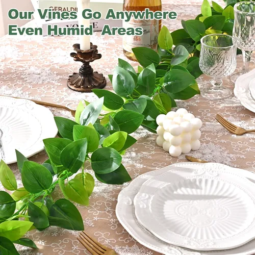Miniatura 3 de BLEUM CADE 2Pcs Fake Vines with Faux Pothos Leaves, Artificial Ivy Garland Fake Plants Greenery for Bedroom Living Room Office Wall Garden Wedding
