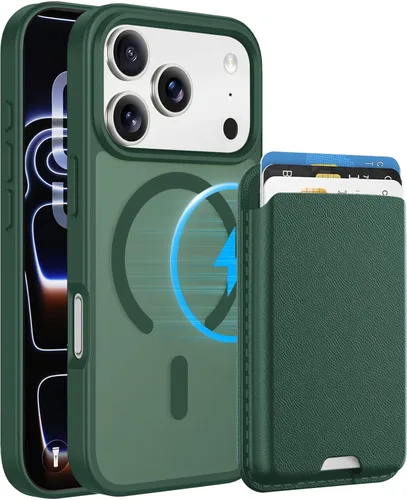 Miniatura 86 de Funda magnética para iPhone 12 Pro Max, cartera magnética desmontable con soporte para tarjetas, [compatible con MagSafe] grado militar, a prueba