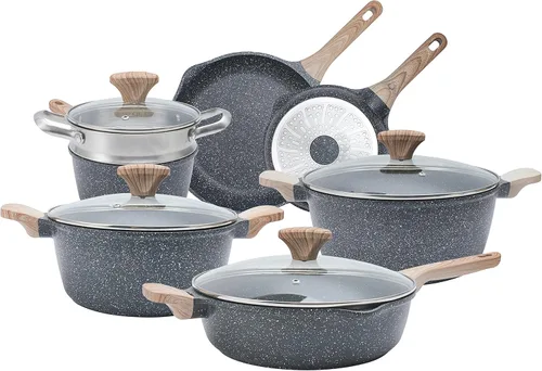 Miniatura 17 de Juego de utensilios de cocina antiadherentes de aluminio fundido Country Kitchen - Utensilios de cocina duraderos para cocina diaria, mango redondo