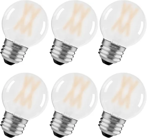 Paquete de 6 bombillas LED G16.5 esmeriladas, foco LED E26 equivalente a 60 W, foco LED regulable G16 1/2 Edison de 6 W 3000 K blanco suave, focos
