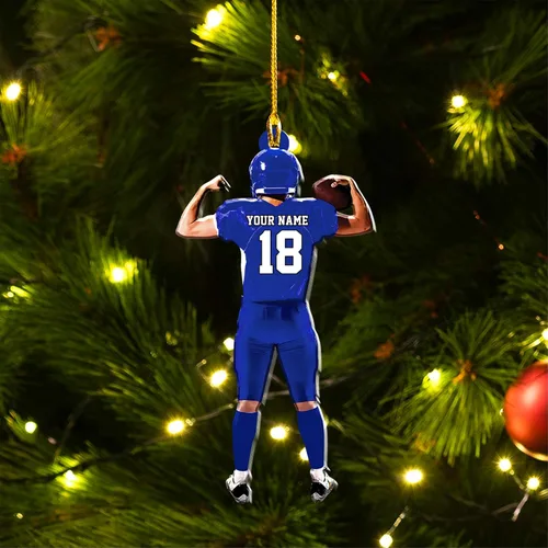 Miniatura 3 de Adornos de fútbol personalizados, hombreras y casco, adorno de Navidad, regalo de jugador estadounidense, regalo para niños y niñas, decoración