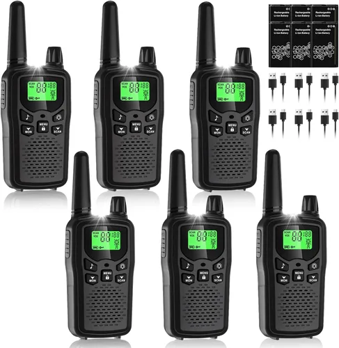 Miniatura 11 de Walkie Talkies para adultos de largo alcance, Walkie Talkie recargable, 22 canales FRS, radios bidireccionales con reducción de ruido, ajuste