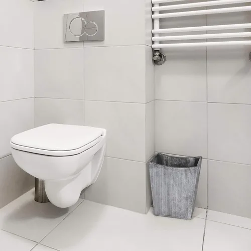 Miniatura 7 de BTY Bote de basura de madera de granja, pequeño contenedor de basura cuadrado para basura, rústico, para el hogar, cocina, oficina, con asa