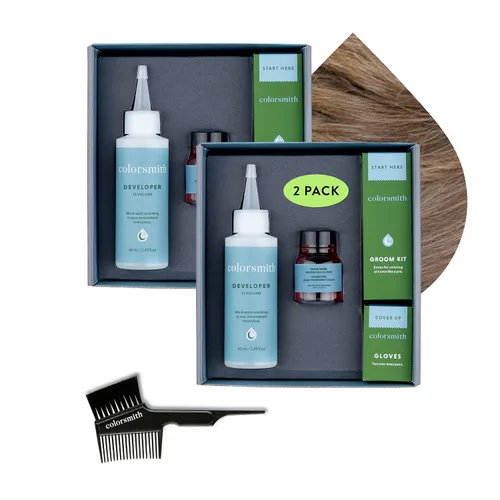 Miniatura 26 de Color de cabello y barba para mezclar grises, paquete de 2 unidades, marrón oscuro, sin amoníaco, kit completo de tinte para barba y cabello